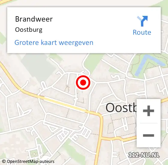 Locatie op kaart van de 112 melding: Brandweer Oostburg op 8 april 2022 11:54