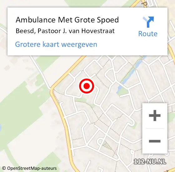 Locatie op kaart van de 112 melding: Ambulance Met Grote Spoed Naar Beesd, Pastoor J. van Hovestraat op 8 april 2022 12:08