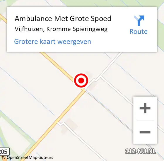 Locatie op kaart van de 112 melding: Ambulance Met Grote Spoed Naar Vijfhuizen, Kromme Spieringweg op 8 april 2022 12:10