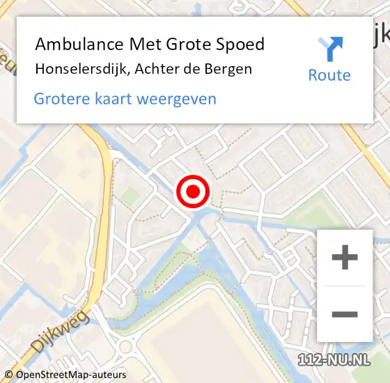 Locatie op kaart van de 112 melding: Ambulance Met Grote Spoed Naar Honselersdijk, Achter de Bergen op 8 april 2022 12:15