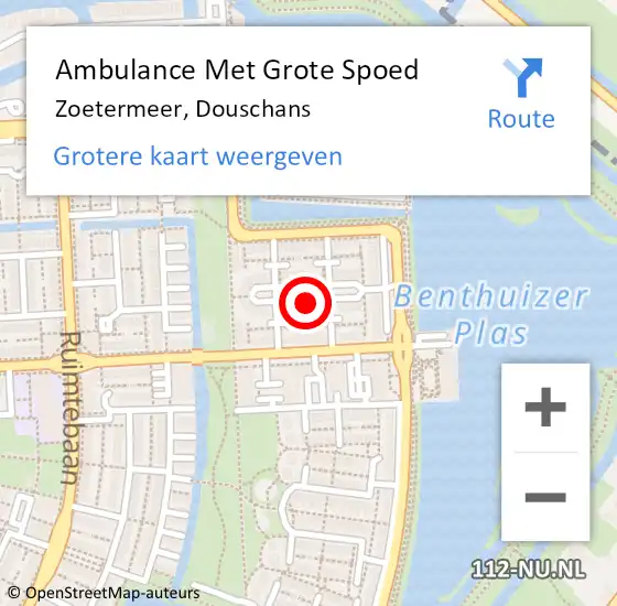 Locatie op kaart van de 112 melding: Ambulance Met Grote Spoed Naar Zoetermeer, Douschans op 8 april 2022 12:22