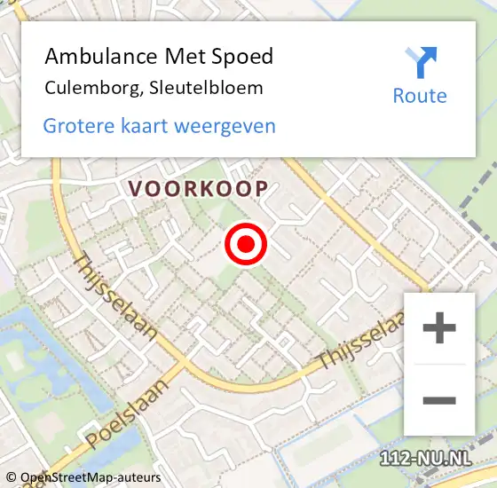 Locatie op kaart van de 112 melding: Ambulance Met Spoed Naar Culemborg, Sleutelbloem op 8 april 2022 12:23