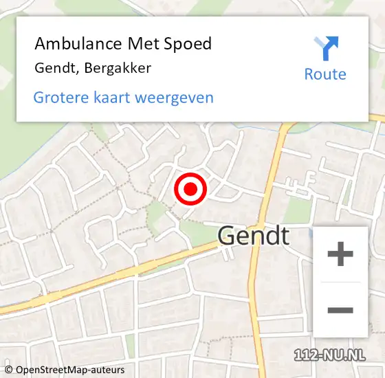 Locatie op kaart van de 112 melding: Ambulance Met Spoed Naar Gendt, Bergakker op 8 april 2022 12:26
