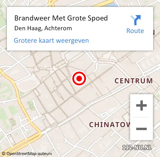 Locatie op kaart van de 112 melding: Brandweer Met Grote Spoed Naar Den Haag, Achterom op 8 april 2022 12:40