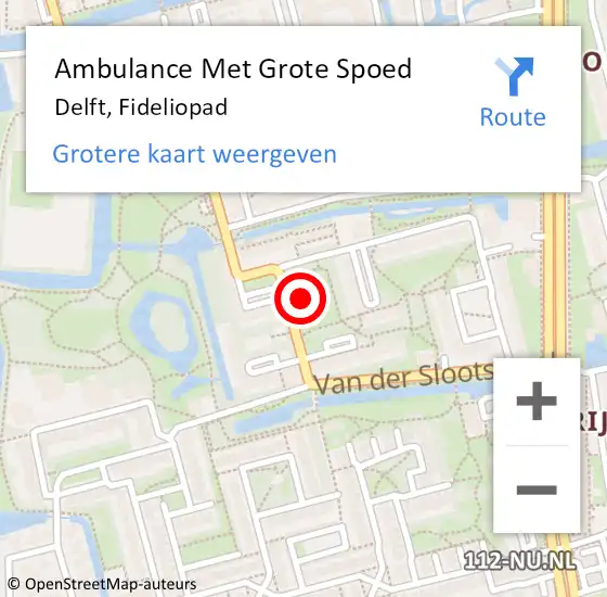 Locatie op kaart van de 112 melding: Ambulance Met Grote Spoed Naar Delft, Fideliopad op 8 april 2022 12:57