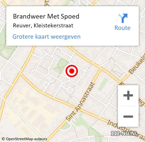 Locatie op kaart van de 112 melding: Brandweer Met Spoed Naar Reuver, Kleistekerstraat op 8 april 2022 13:14