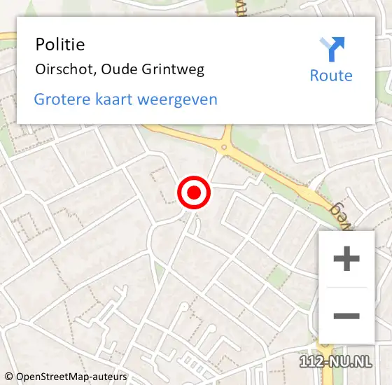 Locatie op kaart van de 112 melding: Politie Oirschot, Oude Grintweg op 8 april 2022 13:30