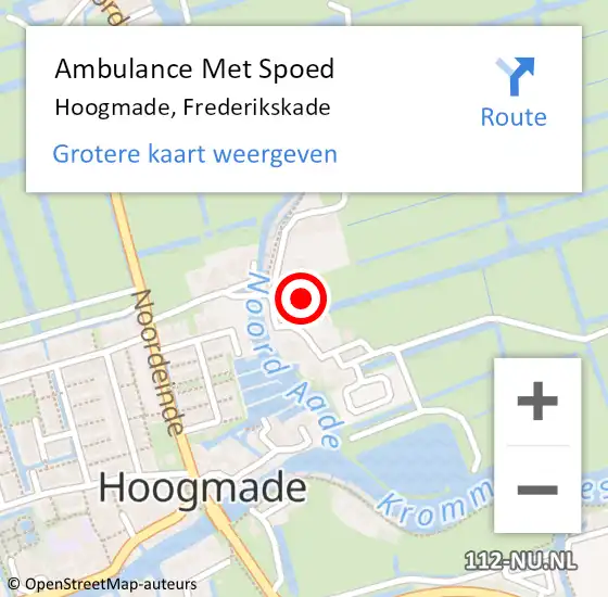 Locatie op kaart van de 112 melding: Ambulance Met Spoed Naar Hoogmade, Frederikskade op 8 april 2022 13:44