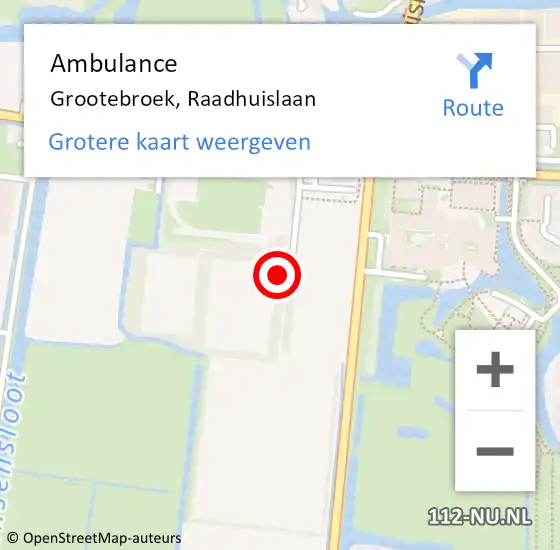 Locatie op kaart van de 112 melding: Ambulance Grootebroek, Raadhuislaan op 8 april 2022 13:47