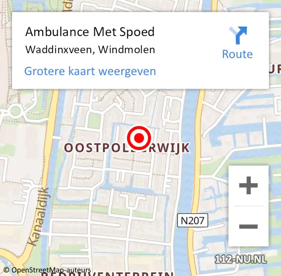 Locatie op kaart van de 112 melding: Ambulance Met Spoed Naar Waddinxveen, Windmolen op 8 april 2022 14:03