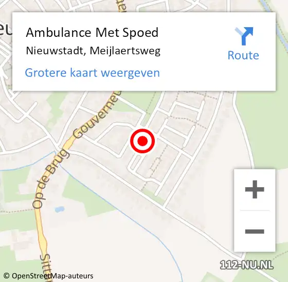 Locatie op kaart van de 112 melding: Ambulance Met Spoed Naar Nieuwstadt, Meijlaertsweg op 8 oktober 2013 09:15