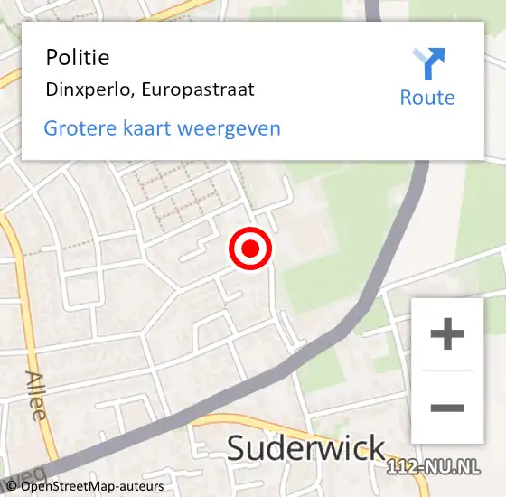 Locatie op kaart van de 112 melding: Politie Dinxperlo, Europastraat op 8 april 2022 14:08