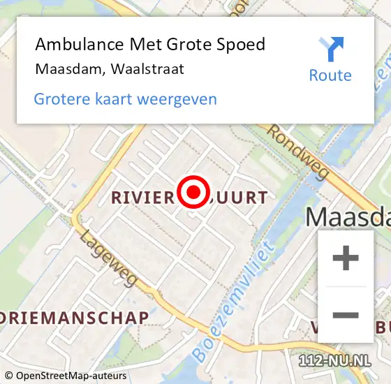 Locatie op kaart van de 112 melding: Ambulance Met Grote Spoed Naar Maasdam, Waalstraat op 8 april 2022 14:21