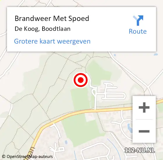 Locatie op kaart van de 112 melding: Brandweer Met Spoed Naar De Koog, Boodtlaan op 8 april 2022 14:43