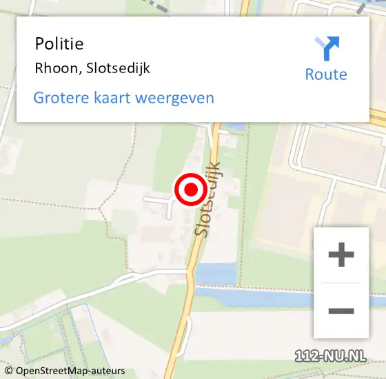 Locatie op kaart van de 112 melding: Politie Rhoon, Slotsedijk op 8 april 2022 14:45