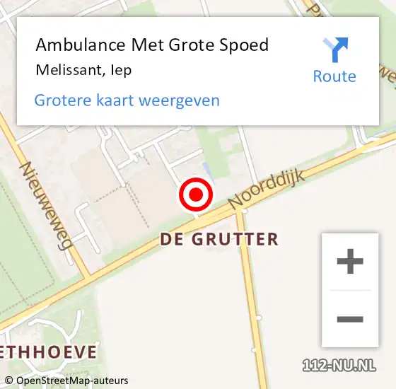 Locatie op kaart van de 112 melding: Ambulance Met Grote Spoed Naar Melissant, Iep op 8 april 2022 14:52