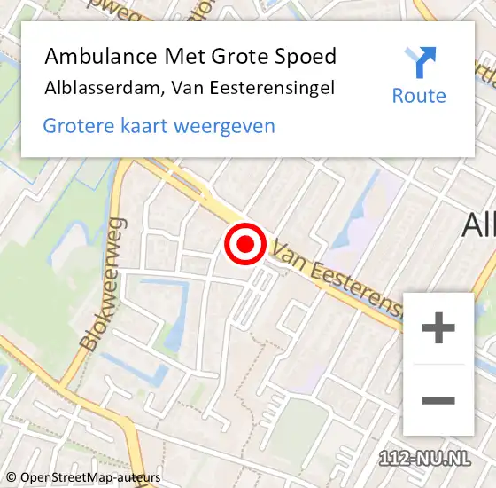 Locatie op kaart van de 112 melding: Ambulance Met Grote Spoed Naar Alblasserdam, Van Eesterensingel op 8 april 2022 15:09