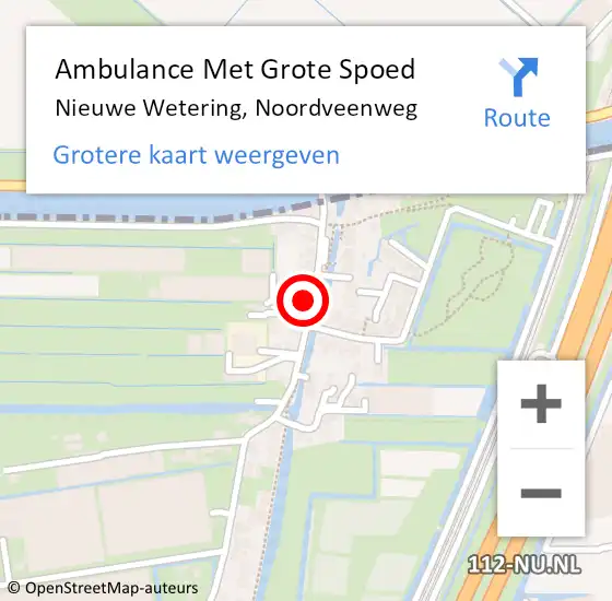 Locatie op kaart van de 112 melding: Ambulance Met Grote Spoed Naar Nieuwe Wetering, Noordveenweg op 8 april 2022 15:14