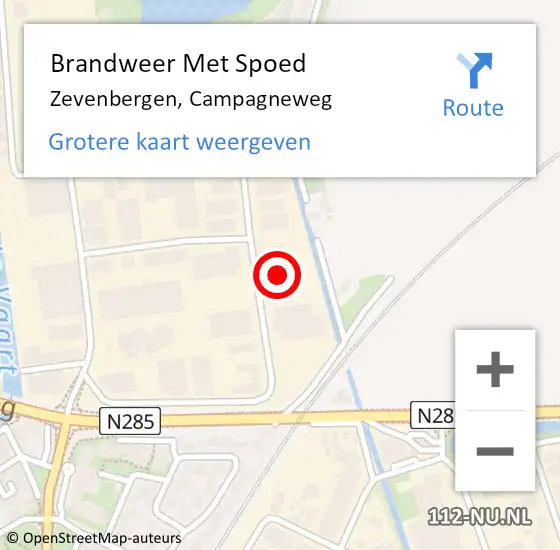 Locatie op kaart van de 112 melding: Brandweer Met Spoed Naar Zevenbergen, Campagneweg op 8 april 2022 15:31