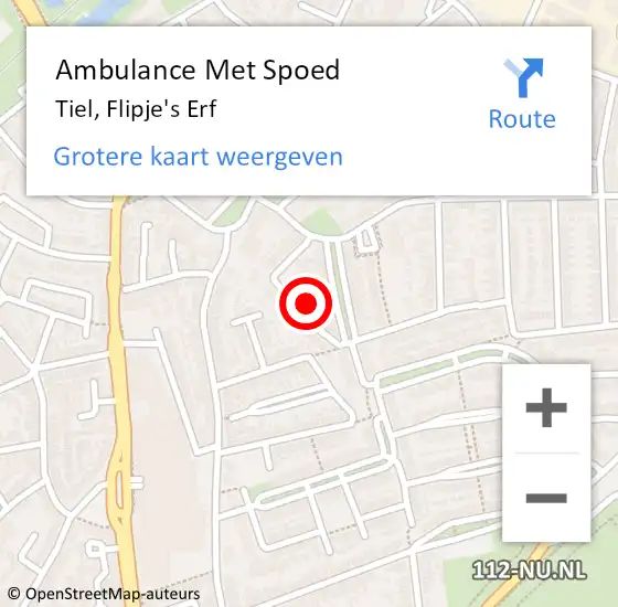 Locatie op kaart van de 112 melding: Ambulance Met Spoed Naar Tiel, Flipje's Erf op 8 april 2022 15:31