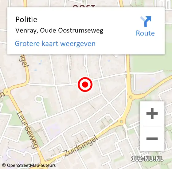 Locatie op kaart van de 112 melding: Politie Venray, Oude Oostrumseweg op 8 april 2022 15:36