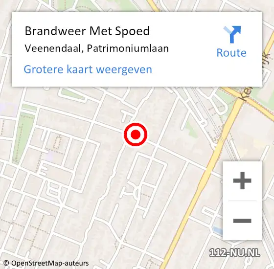 Locatie op kaart van de 112 melding: Brandweer Met Spoed Naar Veenendaal, Patrimoniumlaan op 8 april 2022 15:37