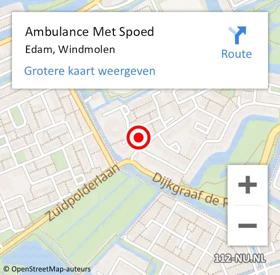 Locatie op kaart van de 112 melding: Ambulance Met Spoed Naar Edam, Windmolen op 8 april 2022 15:57