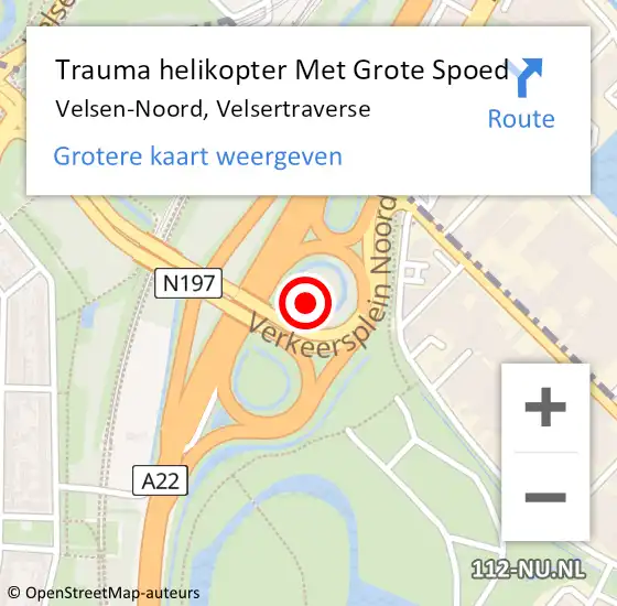 Locatie op kaart van de 112 melding: Trauma helikopter Met Grote Spoed Naar Velsen-Noord, Velsertraverse op 8 april 2022 16:06