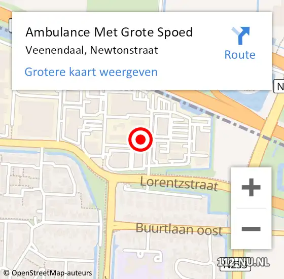 Locatie op kaart van de 112 melding: Ambulance Met Grote Spoed Naar Veenendaal, Newtonstraat op 8 april 2022 16:09