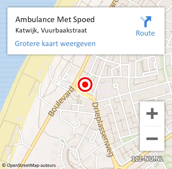 Locatie op kaart van de 112 melding: Ambulance Met Spoed Naar Katwijk, Vuurbaakstraat op 8 april 2022 16:15