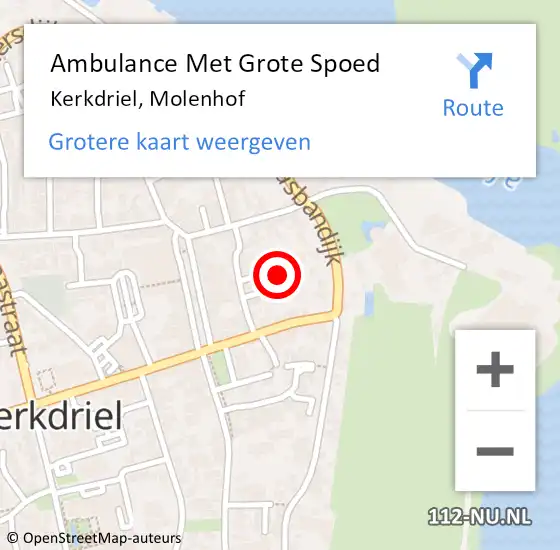 Locatie op kaart van de 112 melding: Ambulance Met Grote Spoed Naar Kerkdriel, Molenhof op 8 april 2022 16:25