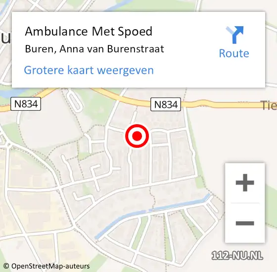 Locatie op kaart van de 112 melding: Ambulance Met Spoed Naar Buren, Anna van Burenstraat op 8 april 2022 16:29