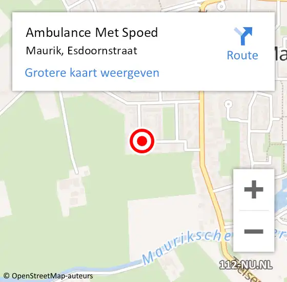 Locatie op kaart van de 112 melding: Ambulance Met Spoed Naar Maurik, Esdoornstraat op 8 april 2022 16:36