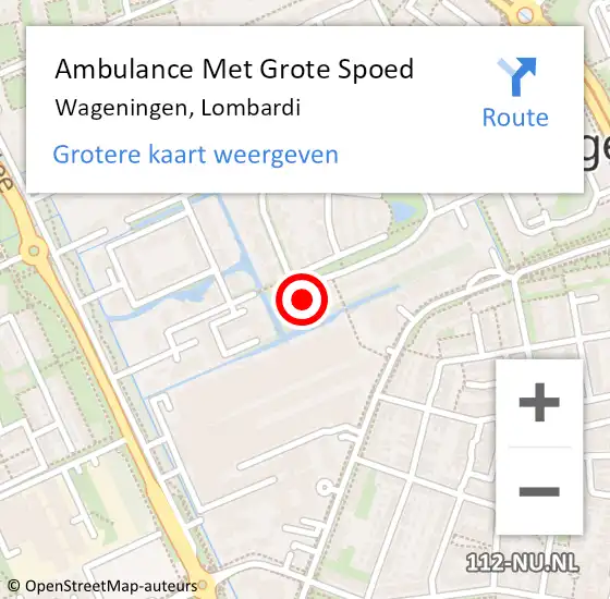Locatie op kaart van de 112 melding: Ambulance Met Grote Spoed Naar Wageningen, Lombardi op 8 april 2022 16:49