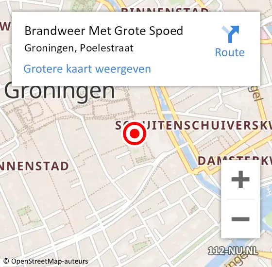 Locatie op kaart van de 112 melding: Brandweer Met Grote Spoed Naar Groningen, Poelestraat op 8 april 2022 17:02