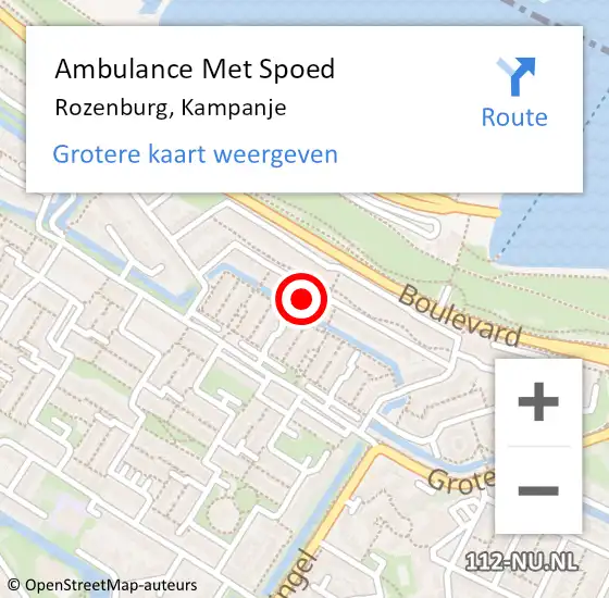 Locatie op kaart van de 112 melding: Ambulance Met Spoed Naar Rozenburg, Kampanje op 8 april 2022 17:12