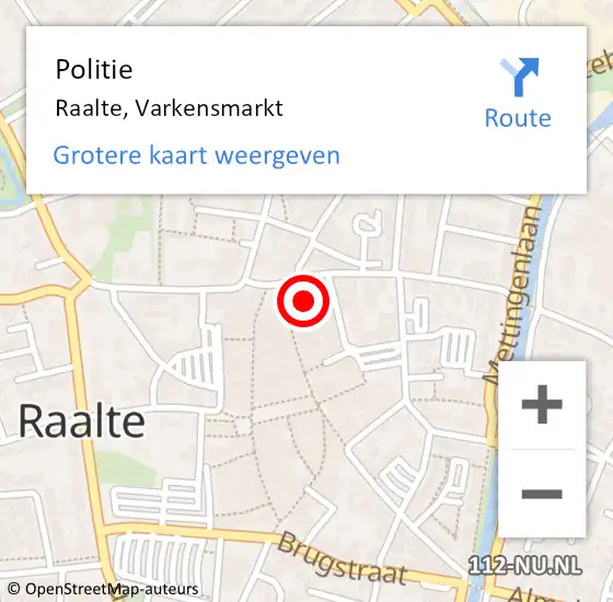 Locatie op kaart van de 112 melding: Politie Raalte, Varkensmarkt op 8 april 2022 17:32