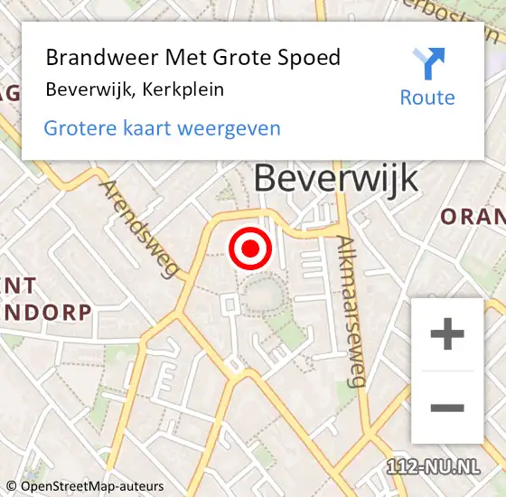 Locatie op kaart van de 112 melding: Brandweer Met Grote Spoed Naar Beverwijk, Kerkplein op 8 april 2022 17:39