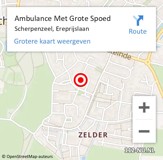 Locatie op kaart van de 112 melding: Ambulance Met Grote Spoed Naar Scherpenzeel, Ereprijslaan op 8 april 2022 18:02