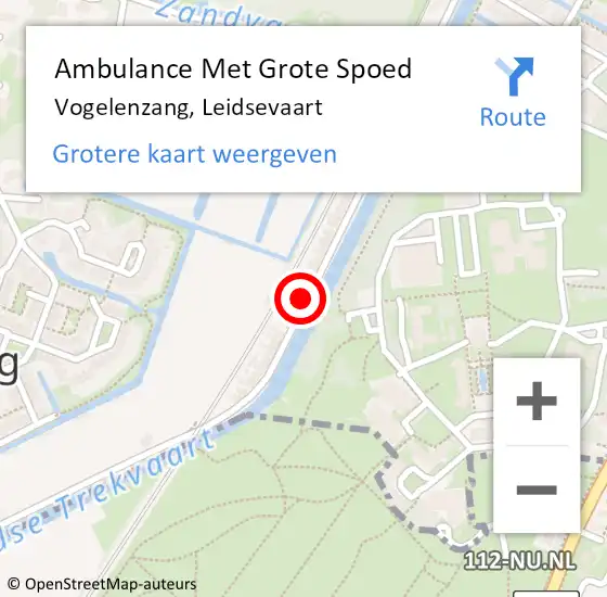 Locatie op kaart van de 112 melding: Ambulance Met Grote Spoed Naar Vogelenzang, Leidsevaart op 8 april 2022 18:03