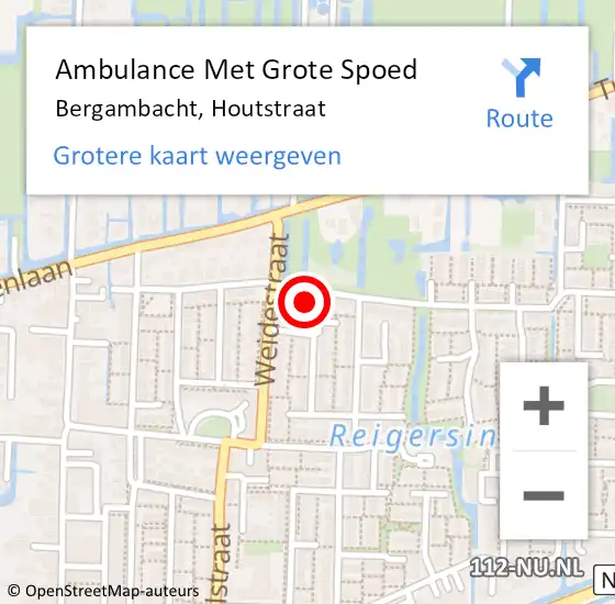 Locatie op kaart van de 112 melding: Ambulance Met Grote Spoed Naar Bergambacht, Houtstraat op 8 april 2022 18:18