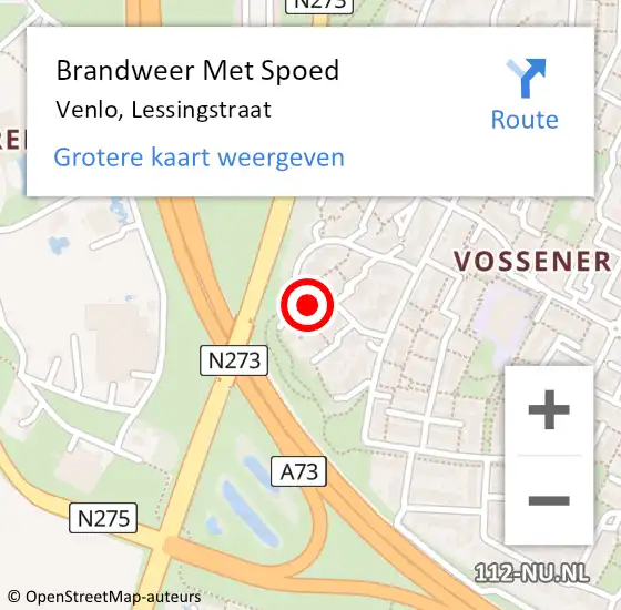 Locatie op kaart van de 112 melding: Brandweer Met Spoed Naar Venlo, Lessingstraat op 8 april 2022 18:24