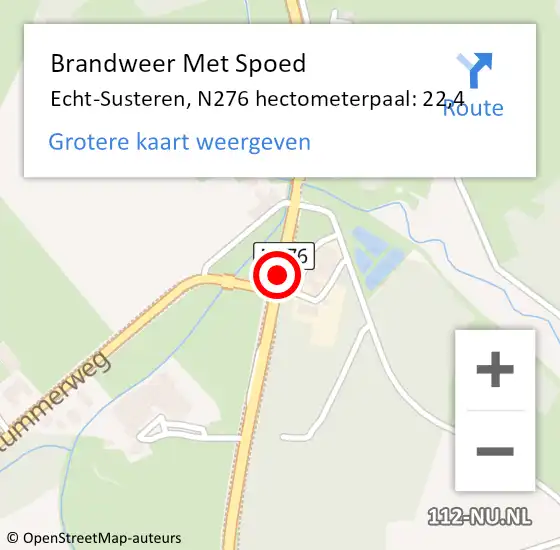 Locatie op kaart van de 112 melding: Brandweer Met Spoed Naar Echt-Susteren, N276 hectometerpaal: 22,4 op 8 april 2022 18:33