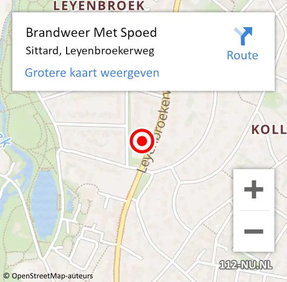 Locatie op kaart van de 112 melding: Brandweer Met Spoed Naar Sittard, Leyenbroekerweg op 8 april 2022 18:53