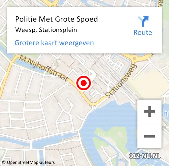 Locatie op kaart van de 112 melding: Politie Met Grote Spoed Naar Weesp, Stationsplein op 8 april 2022 18:53
