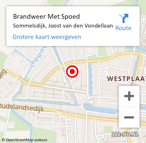 Locatie op kaart van de 112 melding: Brandweer Met Spoed Naar Sommelsdijk, Joost van den Vondellaan op 8 april 2022 19:01