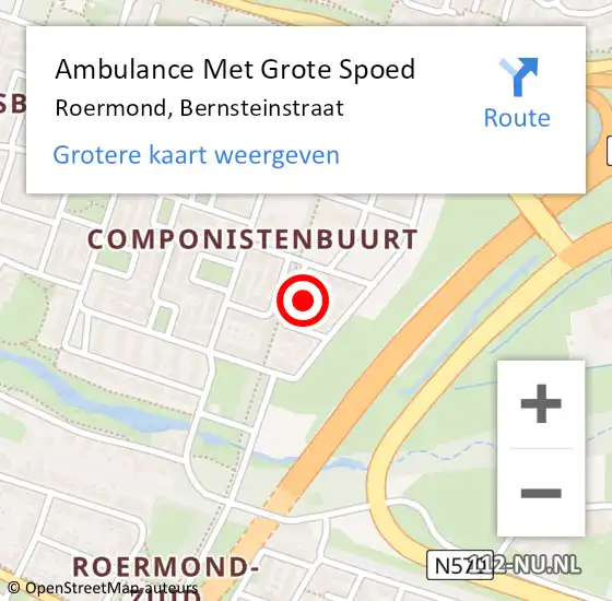 Locatie op kaart van de 112 melding: Ambulance Met Grote Spoed Naar Roermond, Bernsteinstraat op 8 april 2022 20:03