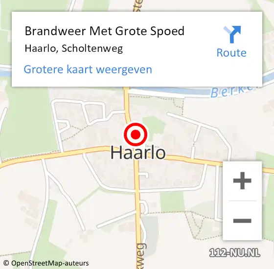 Locatie op kaart van de 112 melding: Brandweer Met Grote Spoed Naar Haarlo, Scholtenweg op 8 april 2022 20:39