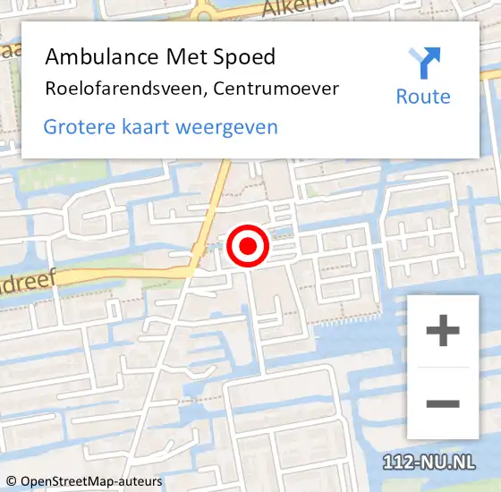 Locatie op kaart van de 112 melding: Ambulance Met Spoed Naar Roelofarendsveen, Centrumoever op 8 april 2022 20:46