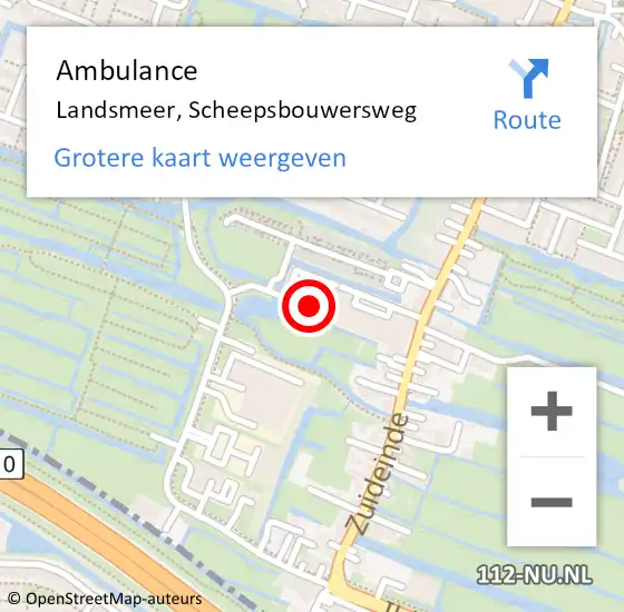 Locatie op kaart van de 112 melding: Ambulance Landsmeer, Scheepsbouwersweg op 8 april 2022 21:21